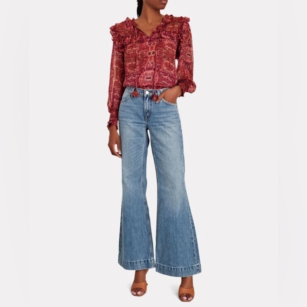 RE/DONE 70's Lake Blue Low-Rise Bell Bottom Jeans